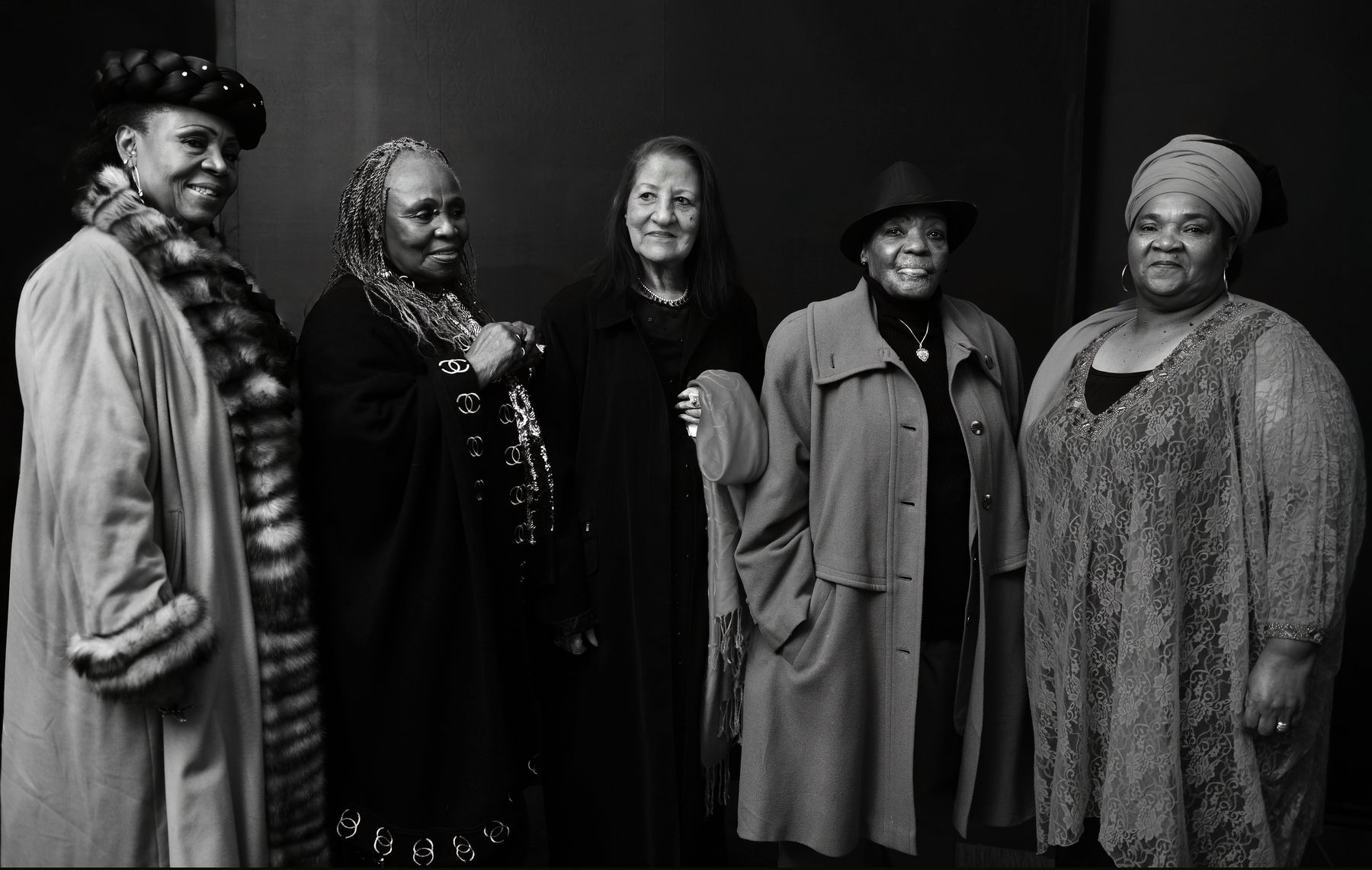 Abigail Kubheka, Dorothy Masuka, Sathima Bea Benjamin, Thandi Klaasen and Sylvia Mdunyelwa, photographed by Siphiwe Mhlambi